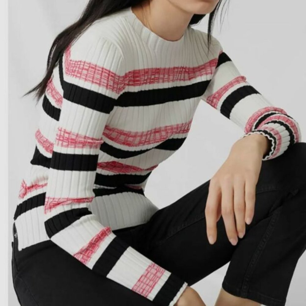 MAJE Women's Manuel Striped Rib-knit Sweater In Ecru